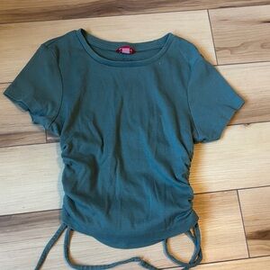 Guess Teal Short Sleeve Ruched Top
